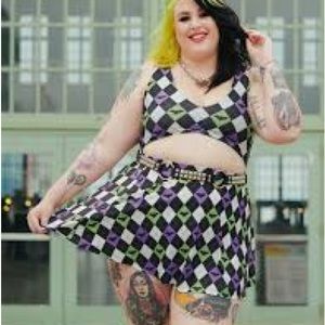 Sourpuss Monokini and Skirt 2x Bats Argyle